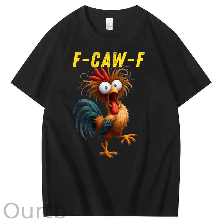 F-Caw-F Crazy Chicken Pattern100% Cotton T-Shirt