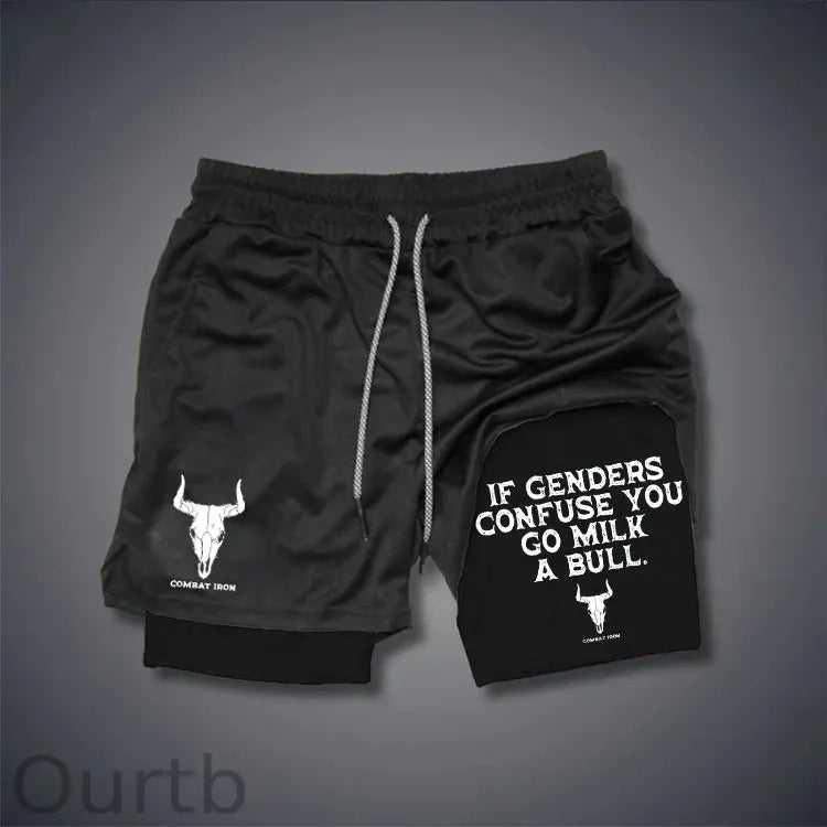 If Genders Confuse You Go Milk A Bull Print Shorts Pants