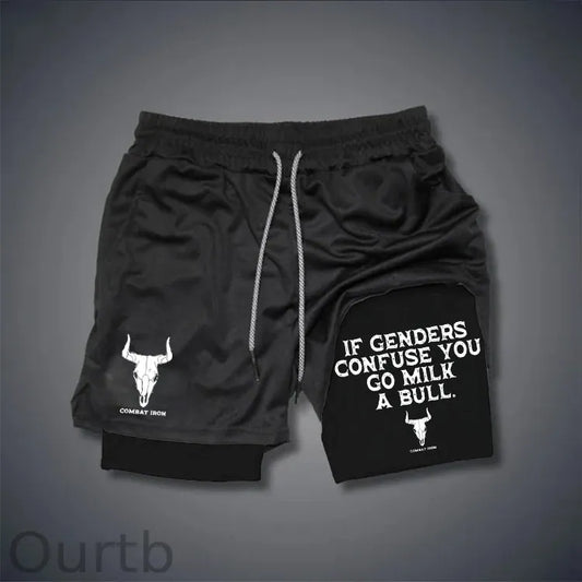 If Genders Confuse You Go Milk A Bull Print Shorts Pants