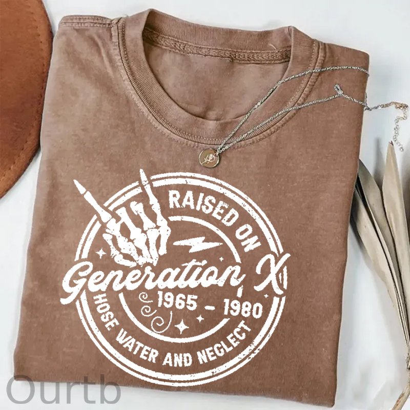 Gen X Raised On Hose Water And Neglect 1965-1980 Pattern Round-Neck T-Shirt