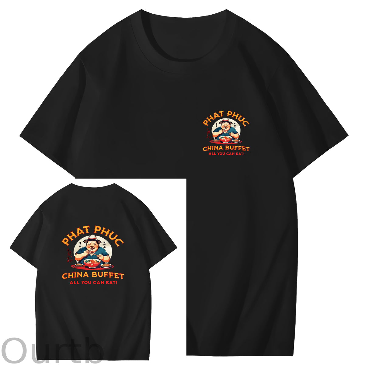 Phat Phuc China Buffet Art Pattern Print T-Shirt
