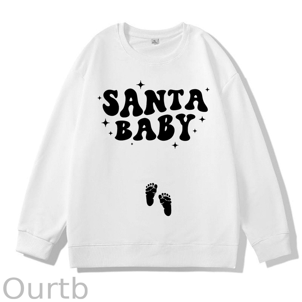Christmas Santa Baby Pregnancy Skeleton Maternity 100% Cotton Sweatshirt