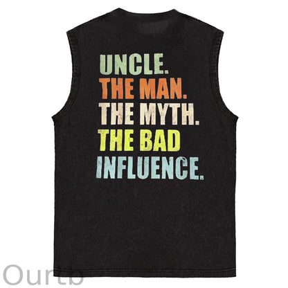 Cool Uncles Club Pattern Sleeveless Cotton Washed Printed Loose Vest