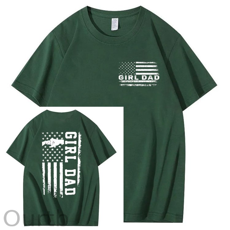 Girl Dad Pattern Print 100%Cotton T-Shirt