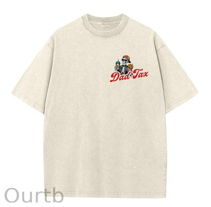 Dad Tax Washed And Distressed Pattern Crew Neck T-Shirt