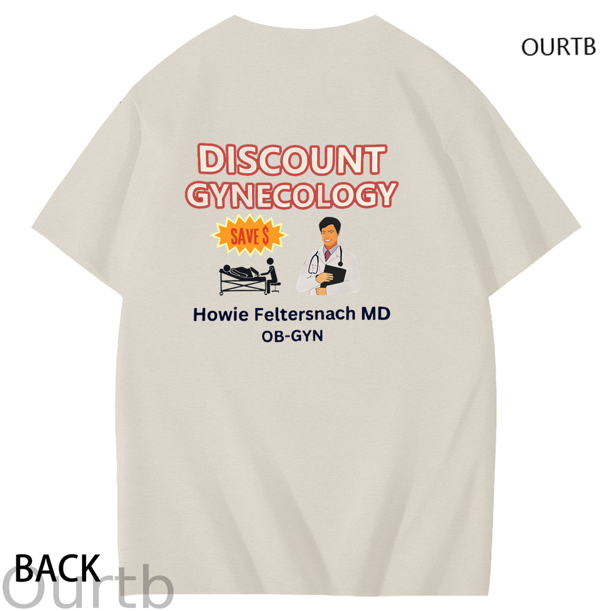 Discount Gynecology Howie Feltersnach MD OB-GYN Art Pattern Print T-Shirt
