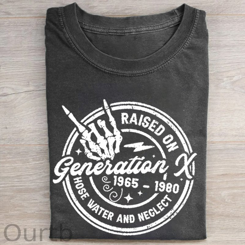 Gen X Raised On Hose Water And Neglect 1965-1980 Pattern Round-Neck T-Shirt
