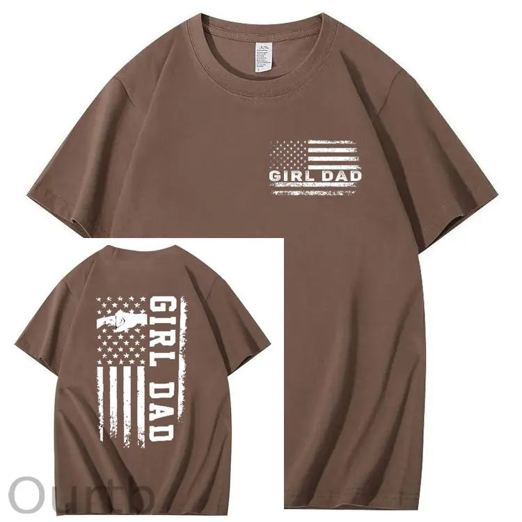 Girl Dad Pattern Print 100%Cotton T-Shirt