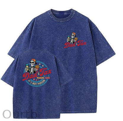 Dad Tax Washed And Distressed Pattern Crew Neck T-Shirt