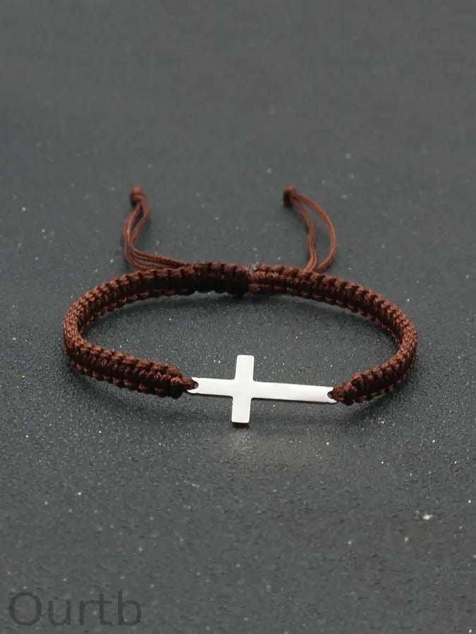 Simple Stainless Steel Cross Braided Bracelet