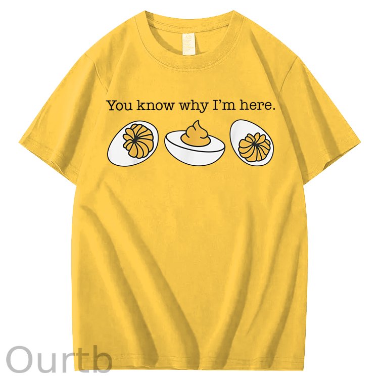 Retro Thanksgiving Dinner You Know Why I'm Here Deviled Egg 100% Cotton T-Shirt
