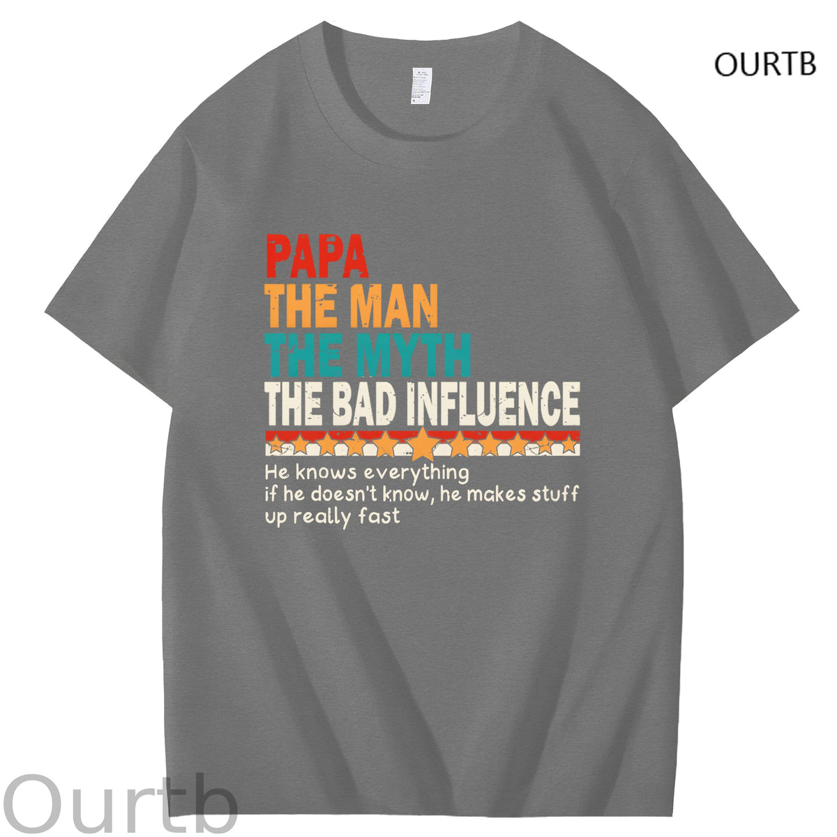 Papa The Man The Myth The Bad Influence Art Pattern Print T-Shirt
