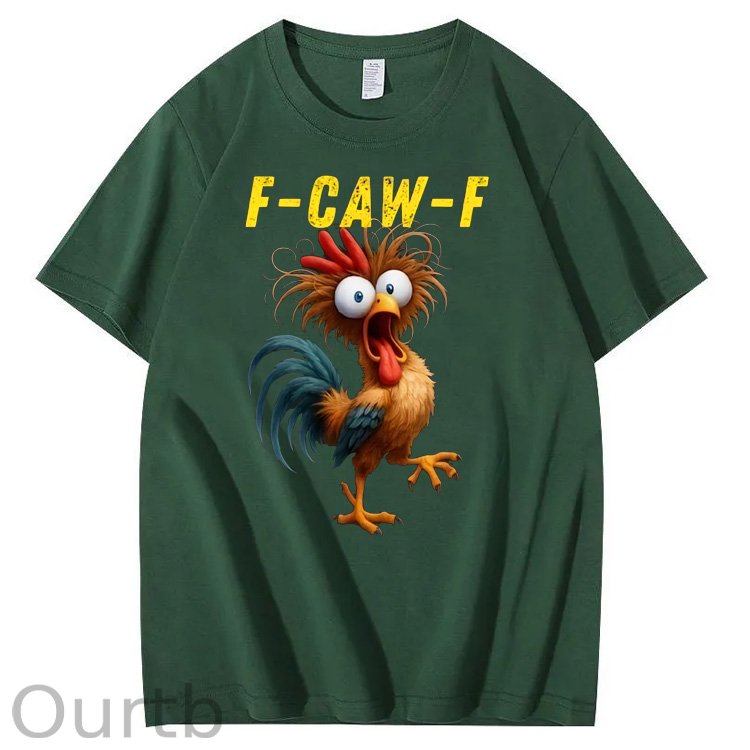 F-Caw-F Crazy Chicken Pattern100% Cotton T-Shirt