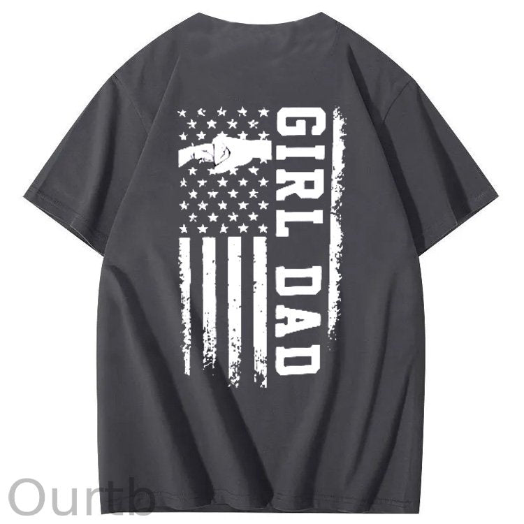Girl Dad Pattern Print 100%Cotton T-Shirt