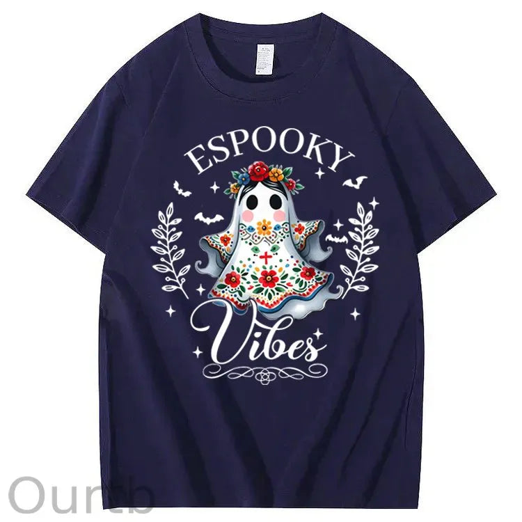 Halloween Espooky Vibes Mexican Boo Ghost 100% Cotton T-Shirt