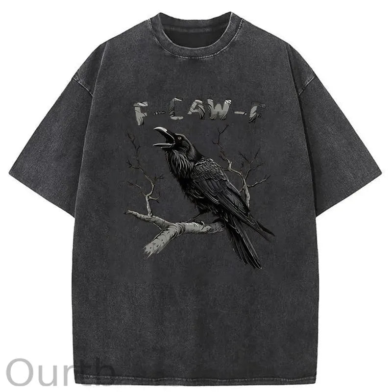 F-Caw-F Crow Washed Cotton T-Shirt