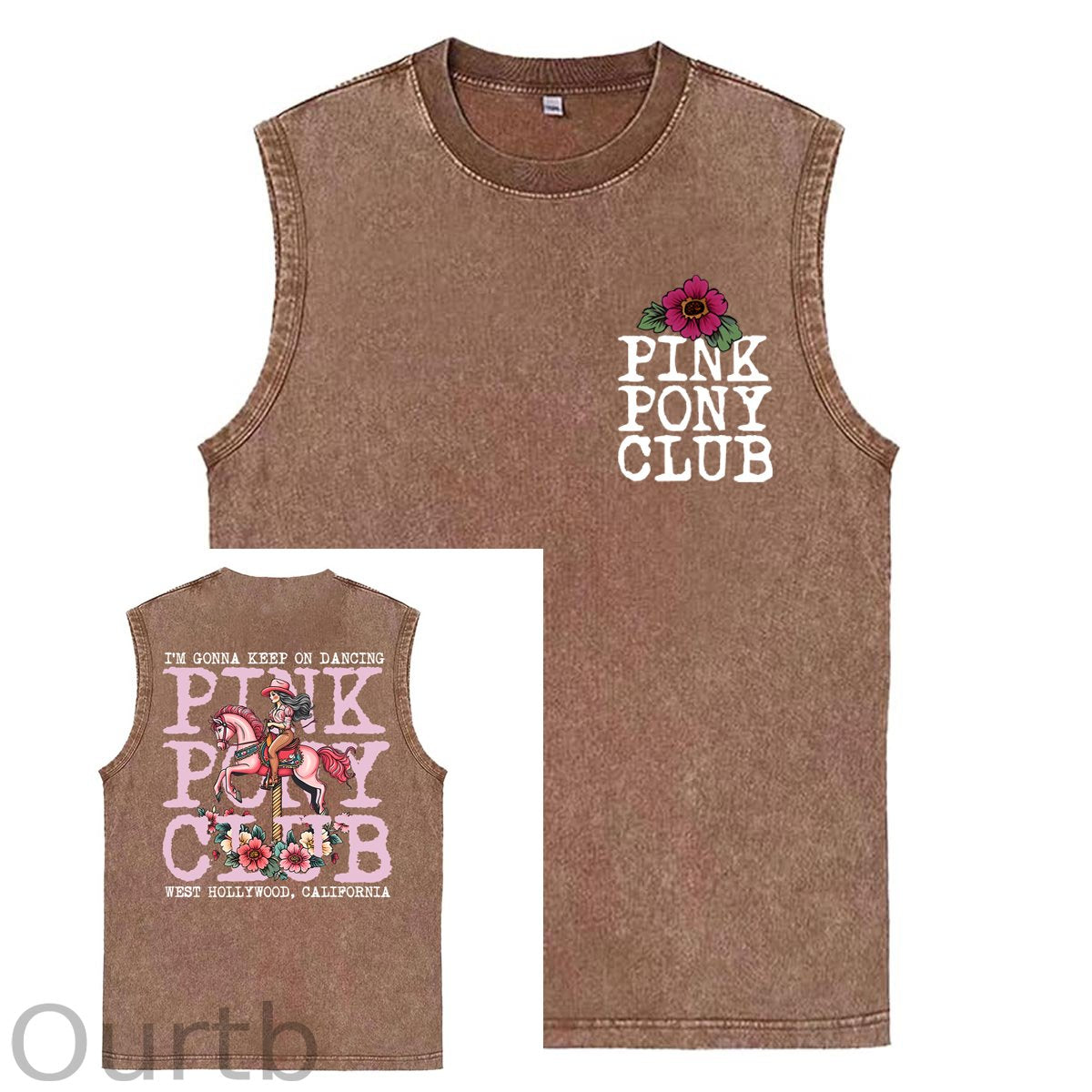 I'm Gonna Keep On Dacing Print Washed Cotton Sleeveless Tank Tops