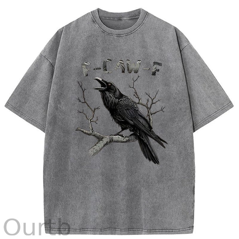 F-Caw-F Crow Washed Cotton T-Shirt