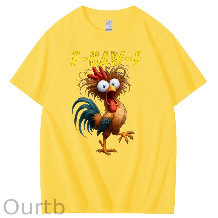 F-Caw-F Crazy Chicken Pattern100% Cotton T-Shirt