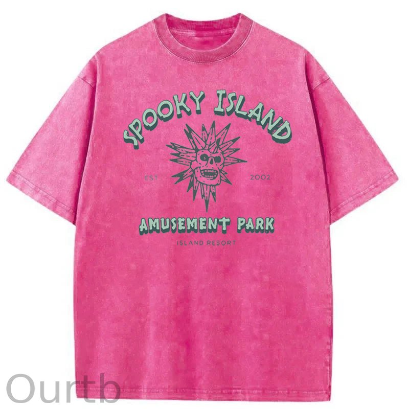 Spooky Island Halloween Washed Cotton T-Shirt