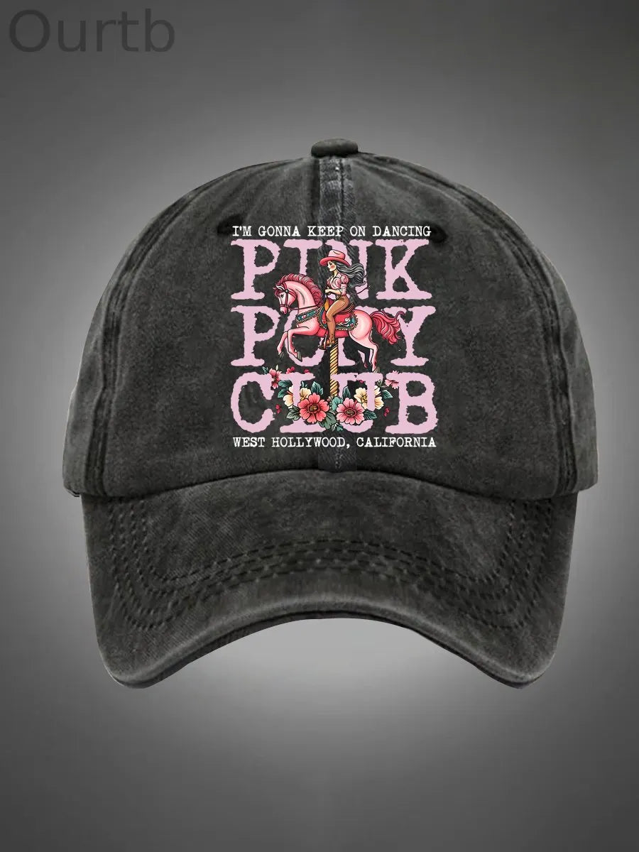 I'm Gonna Keep On Dacing Pattern Washed Hats