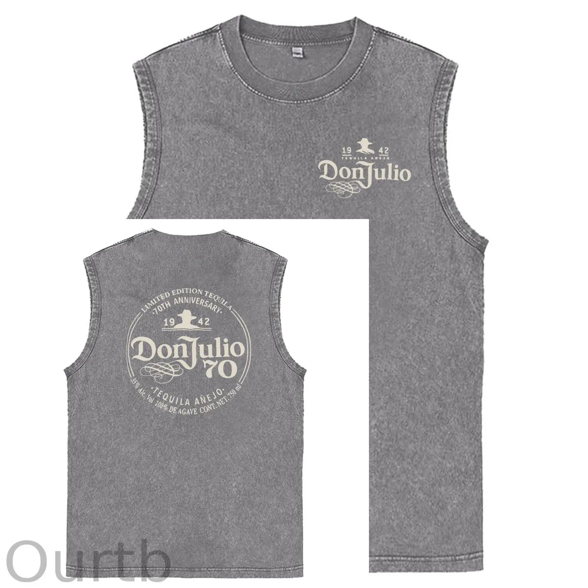 70th Anniversary Pattern Sleeveless Cotton Washed Printed Loose Vest