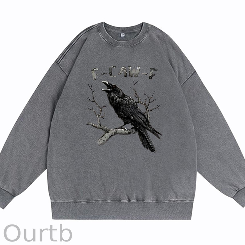 F-Caw-F Crow Cotton Washed Long Sleeve Sweatshirt/Shirt