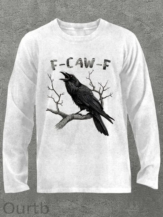 F-Caw-F Crow Cotton Blend Long Sleeve T-Shirt