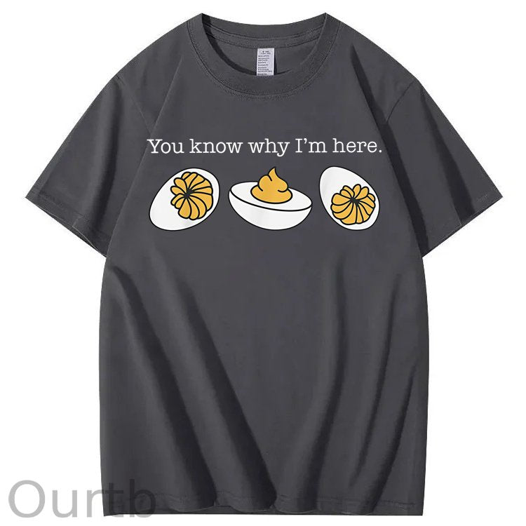 Retro Thanksgiving Dinner You Know Why I'm Here Deviled Egg 100% Cotton T-Shirt