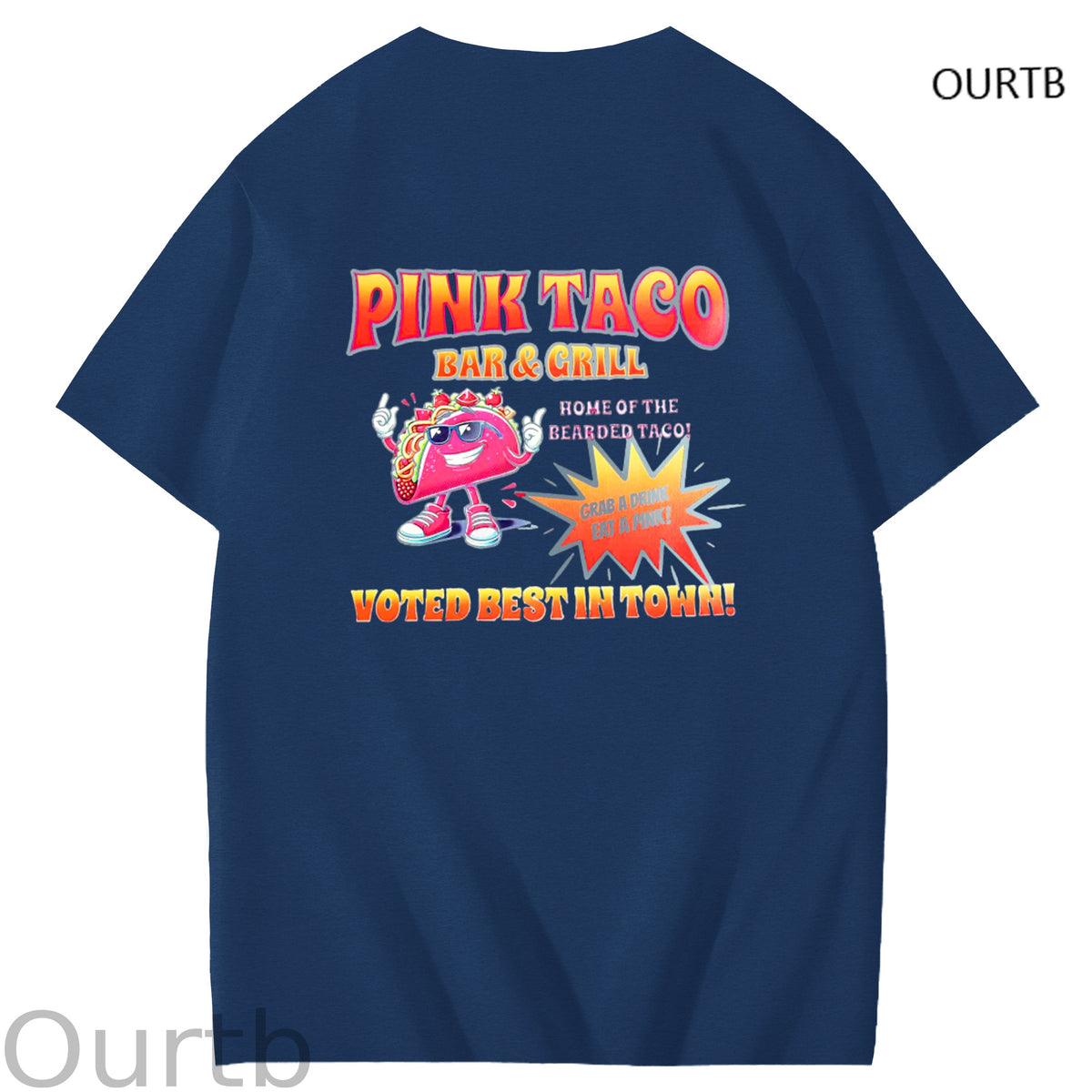 Pink Taco Bar Grill Voted Best In Town Art Pattern Print T-Shirt