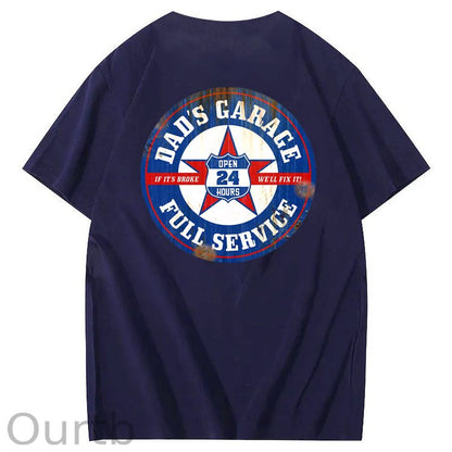 Dad's Garage Full Service If It's Broke We'll Fix It Printed Men's T-shirt