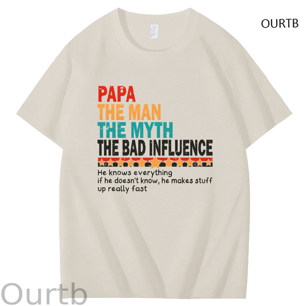Papa The Man The Myth The Bad Influence Art Pattern Print T-Shirt