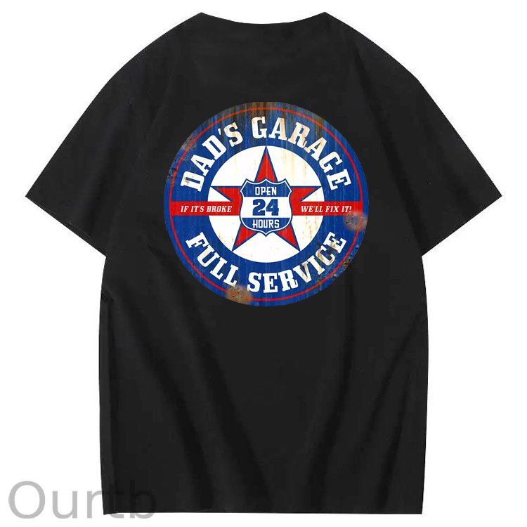 Dad's Garage Full Service If It's Broke We'll Fix It Printed Men's T-shirt