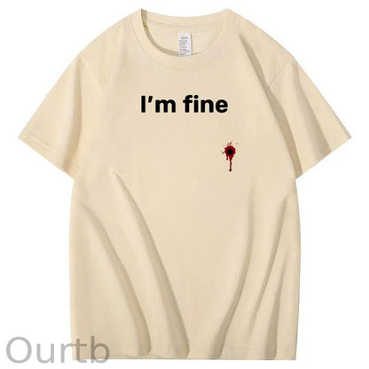I'm Fine Pattern100% Cotton T-Shirt