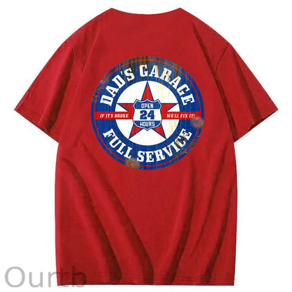 Dad's Garage Full Service If It's Broke We'll Fix It Printed Men's T-shirt