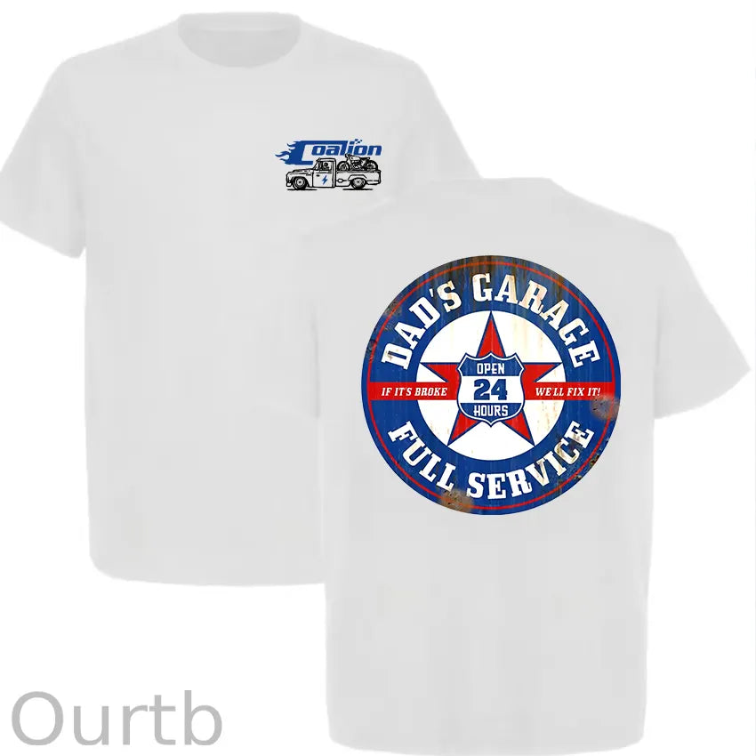 Dad's Garage Full Service If It's Broke We'll Fix It Printed Men's T-shirt
