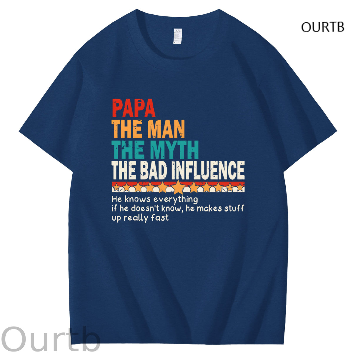 Papa The Man The Myth The Bad Influence Art Pattern Print T-Shirt