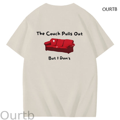 The Couch Pulls Out But I Don't Funny Adult Art Pattern Print T-Shirt