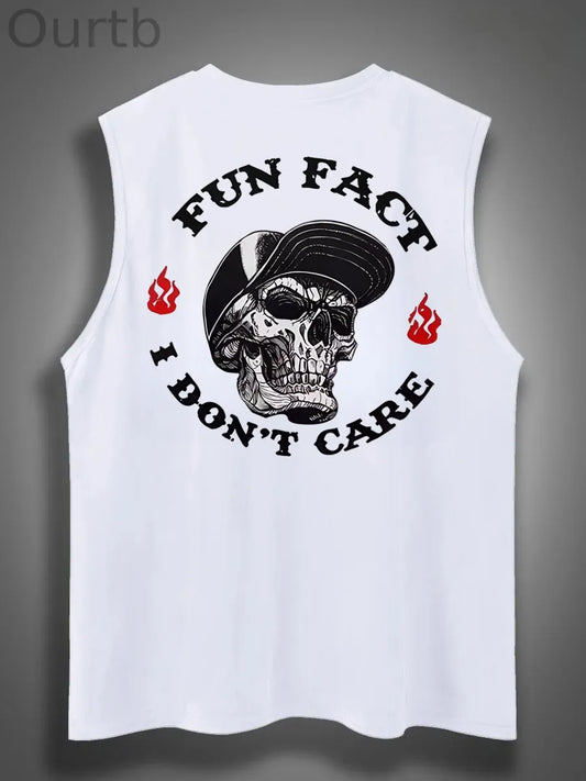 Fun Fact I Don't Care Print Cotton Sleeveless Tank Tops