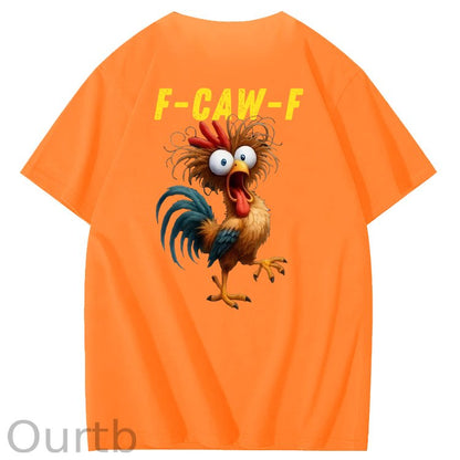 F-Caw-F Crazy Funny Chicken Pattern100% Cotton T-Shirt