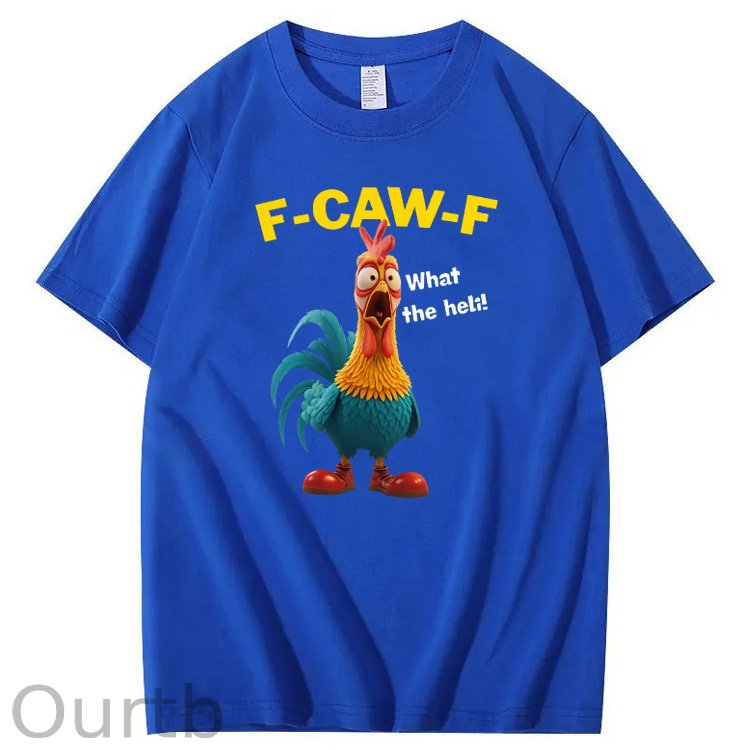 F-Caw-F What The Heli Carzy Chicken Pattern100% Cotton T-Shirt