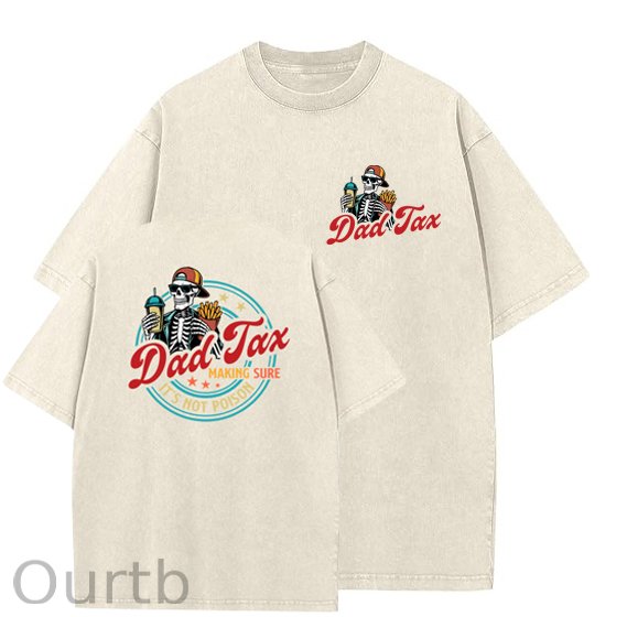 Dad Tax Washed And Distressed Pattern Crew Neck T-Shirt