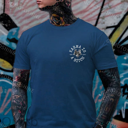 KARMA IS A BITCH Skull With OK Print Men's T-Shirt