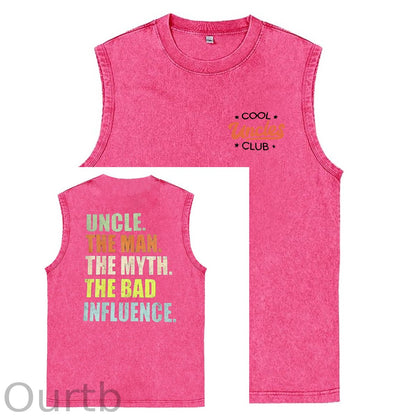 Cool Uncles Club Pattern Sleeveless Cotton Washed Printed Loose Vest