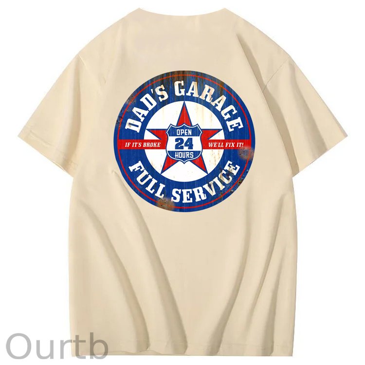 Dad's Garage Full Service If It's Broke We'll Fix It Printed Men's T-shirt