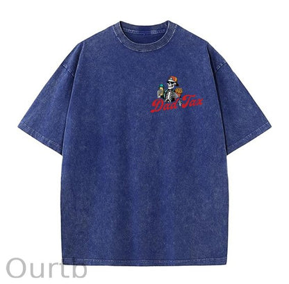 Dad Tax Washed And Distressed Pattern Crew Neck T-Shirt