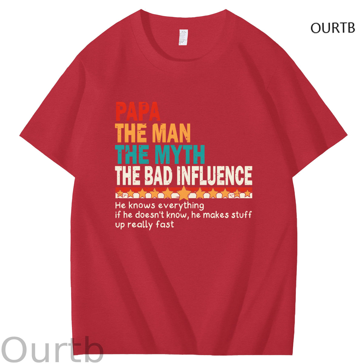 Papa The Man The Myth The Bad Influence Art Pattern Print T-Shirt